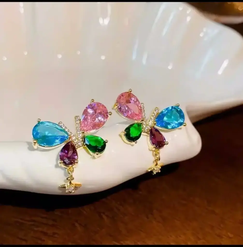 Multicolour butterfly earrings
