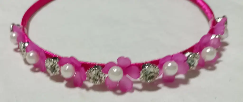  Pearl Blossom Crystal Headband – Hot Pink Edition
