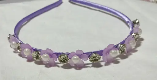Lavender Bloom Pearl Headband – Lilac Elegance Edition