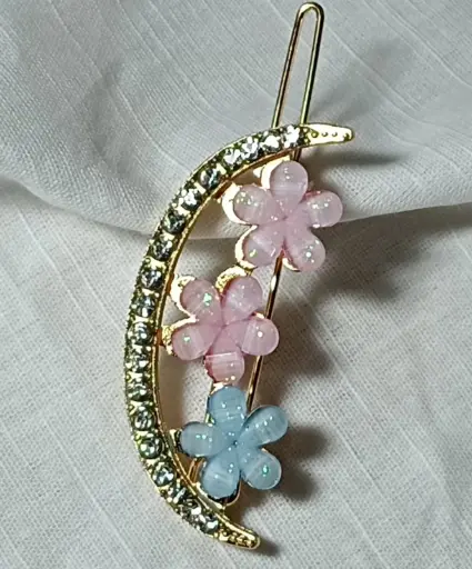 Floral Multicolour Hair pins-moon shape edition(pack of 1)