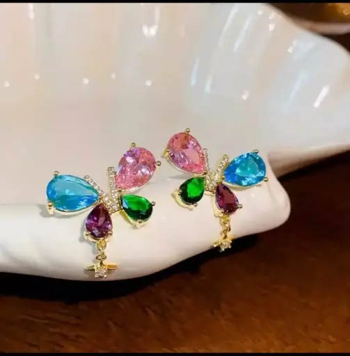 Multicolour butterfly earrings