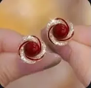 Crimson Red Studs earring