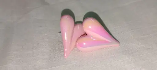 Pink heart studs earrings
